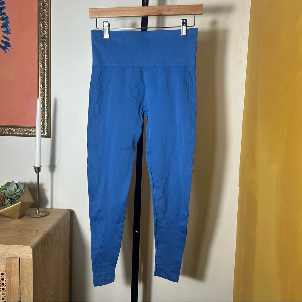 SET Active Sculptflex High Rise Seamless Leggings Crop Gym‎ Yoga Blue Size M